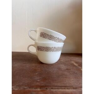 Pair of Vintage Pyrex Milk Glass Mugs 1978 Woodland Collection